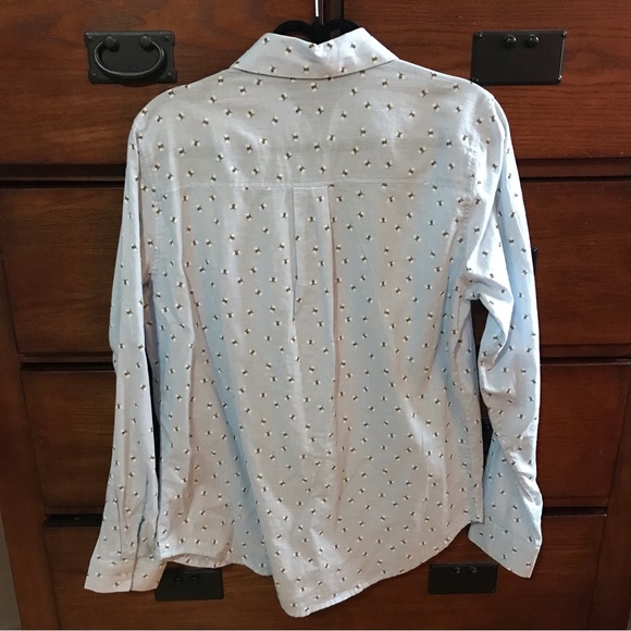 NWT Ladies Size M Light Blue Bee Button Front Casual Long Sleeve Dress Shirt - Picture 3 of 7